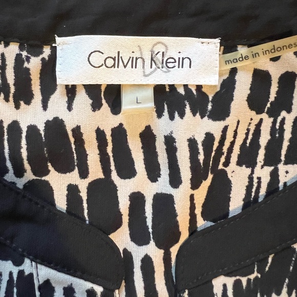Calvin Klein Vintage Black & Tan Print Sleeveless Top - Picture 2 of 16